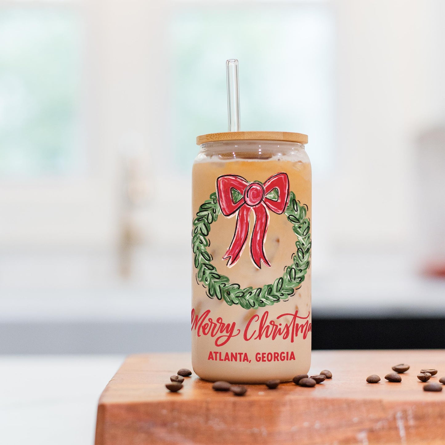 16oz Cold Brew Glass-Love+Local Make It Merry -2
