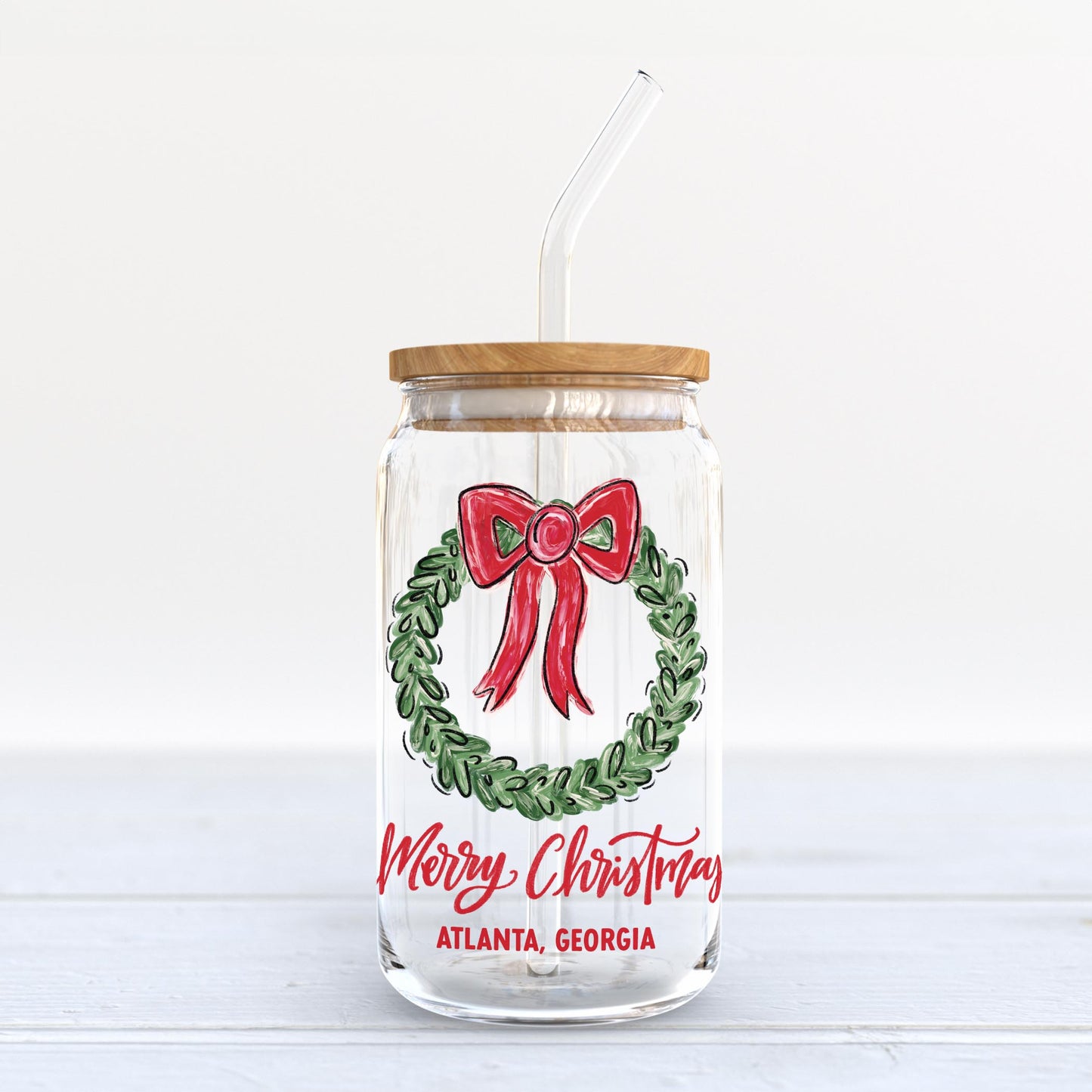 16oz Cold Brew Glass-Love+Local Make It Merry -3