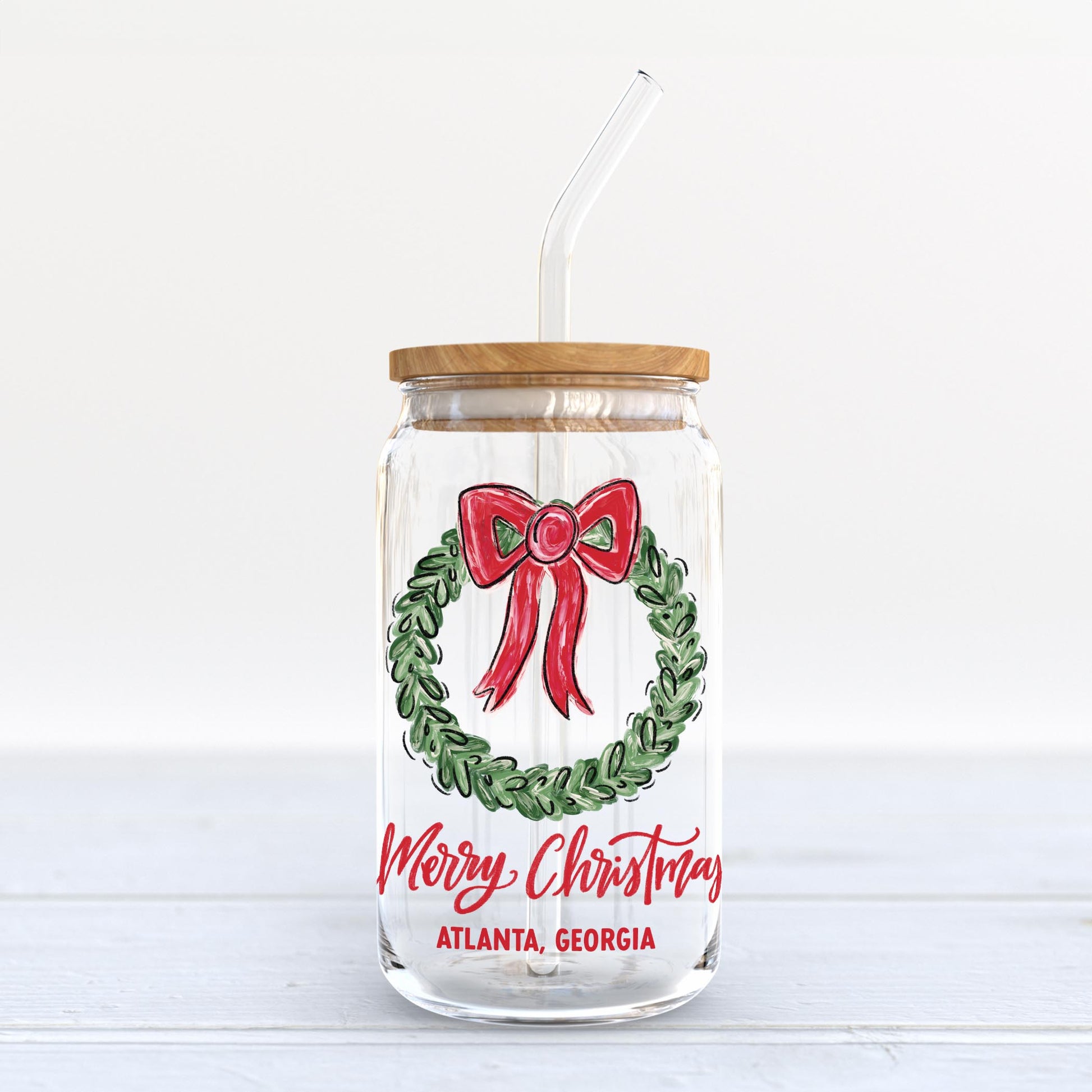 16oz Cold Brew Glass-Love+Local Make It Merry -3