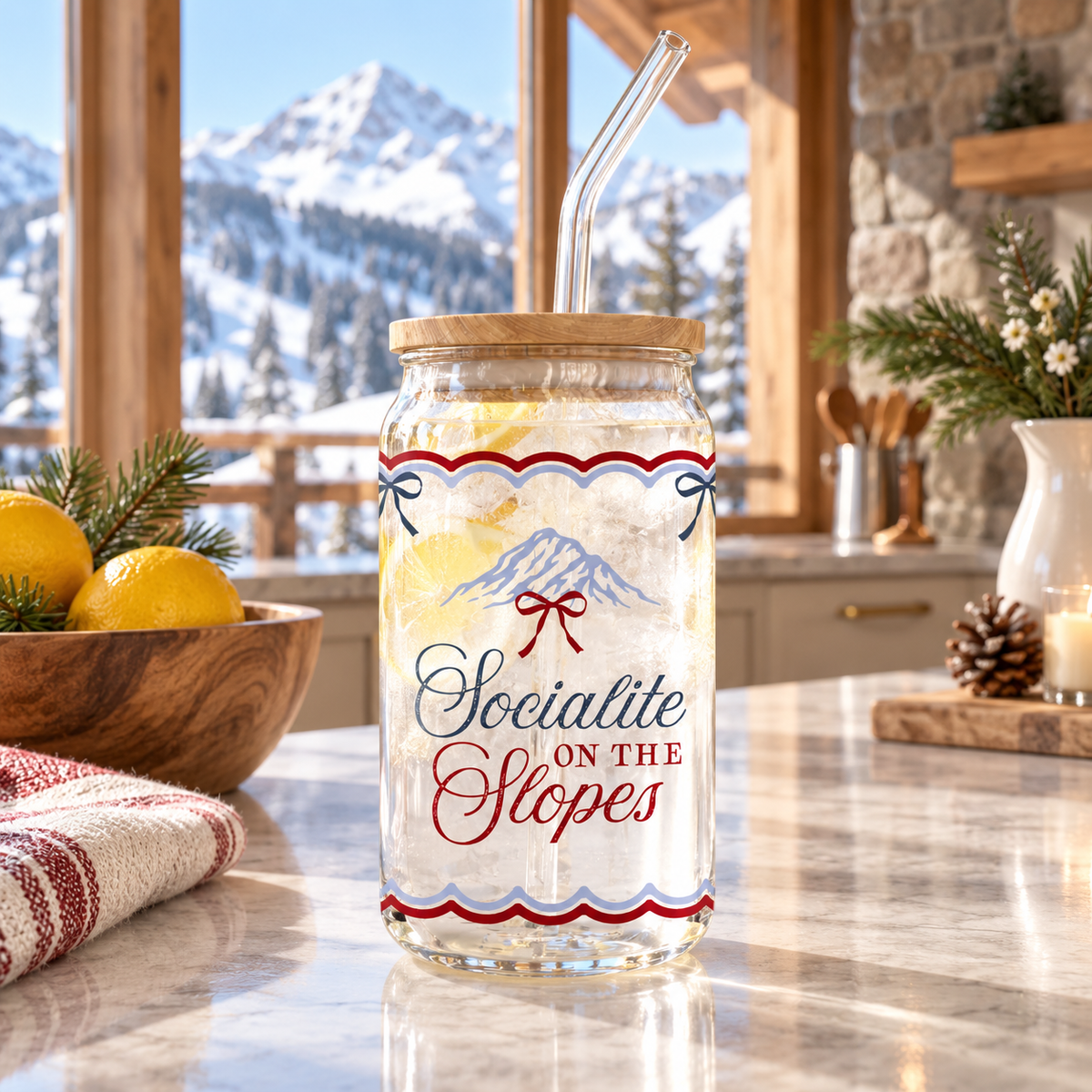 16oz Cold Brew Glass-Chalet Girl