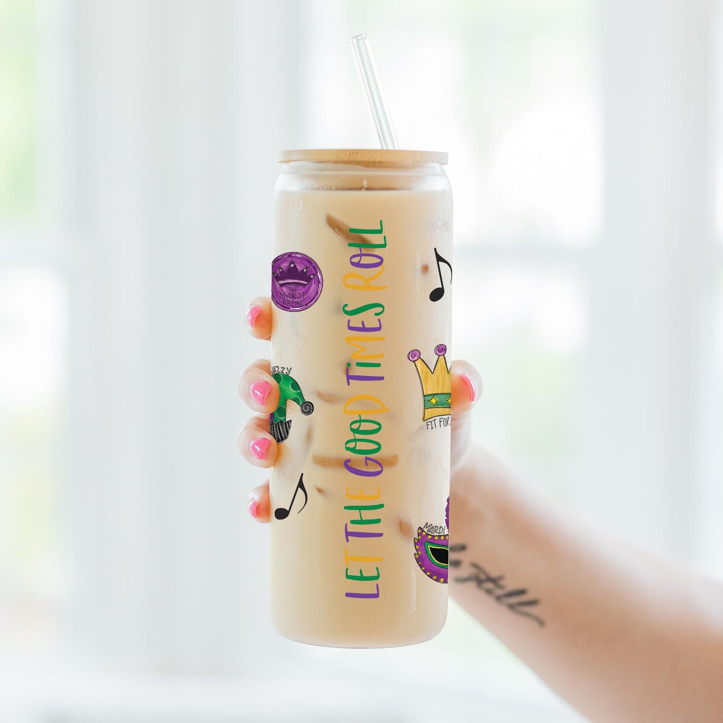 24oz Cold Brew Glass-Mardi Gras Let The Good Times Roll