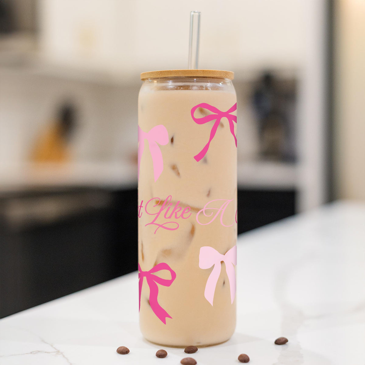 24oz Cold Brew Glass-Breast Cancer Awareness | Fight Like A Girl -1
