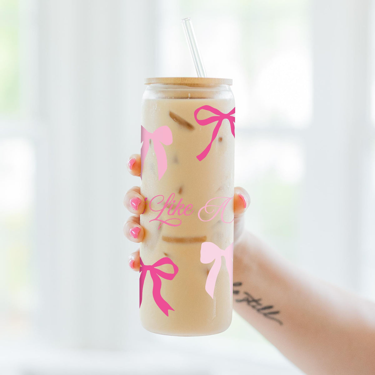 24oz Cold Brew Glass-Breast Cancer Awareness | Fight Like A Girl -3