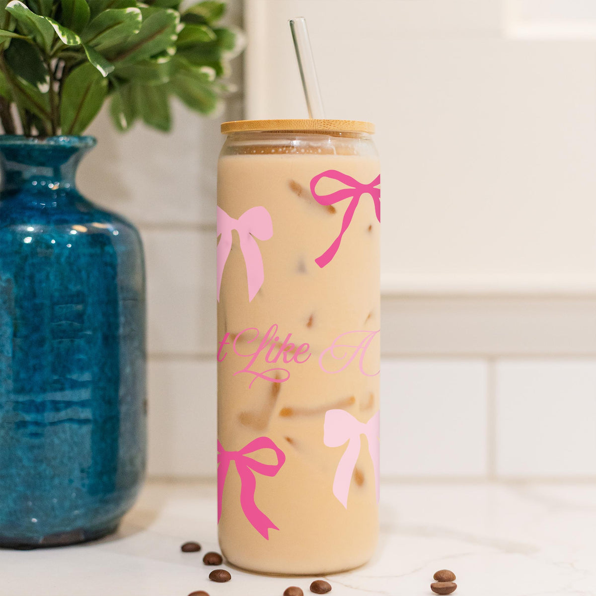 24oz Cold Brew Glass-Breast Cancer Awareness | Fight Like A Girl -4