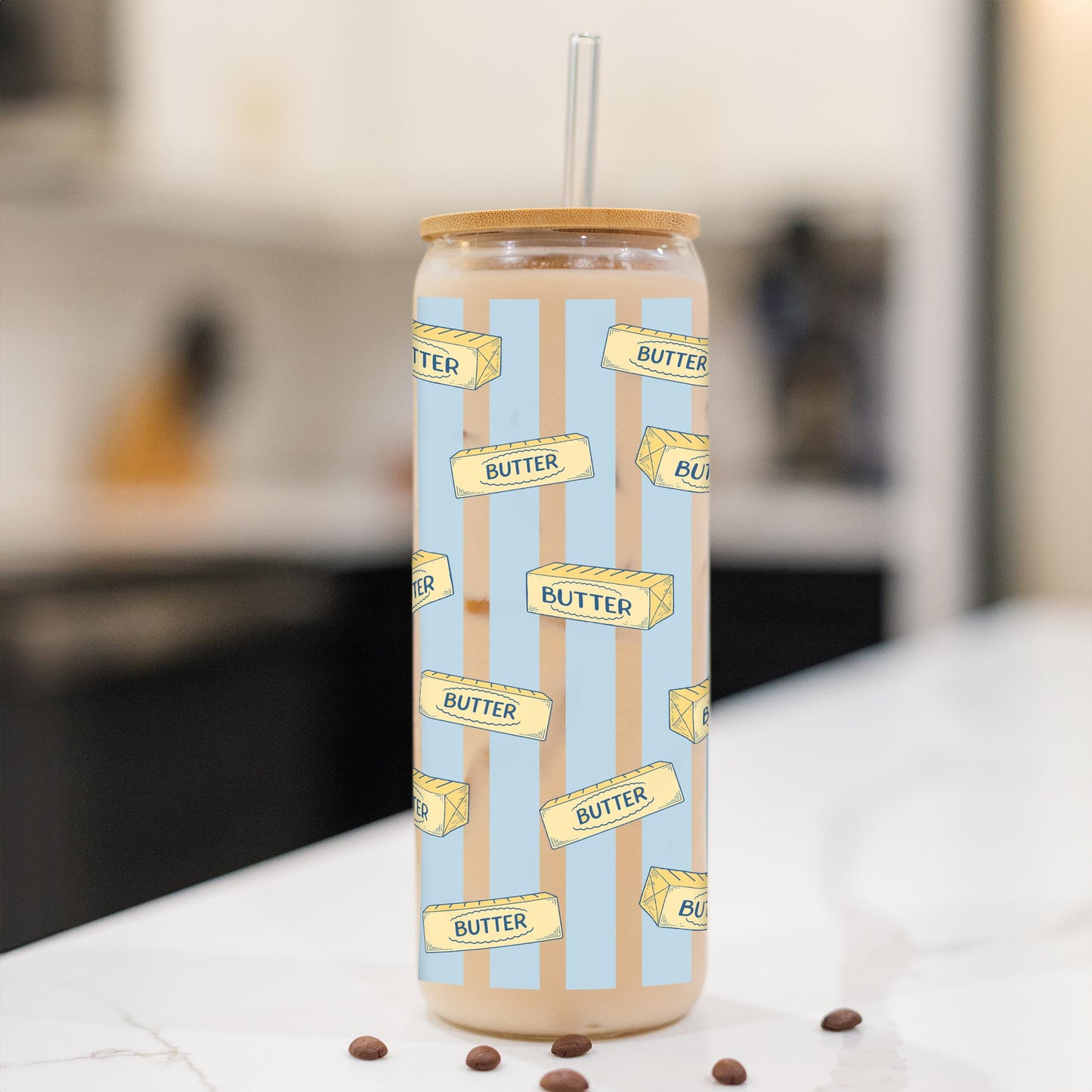 24oz Cold Brew Glass-Butter Pattern -1