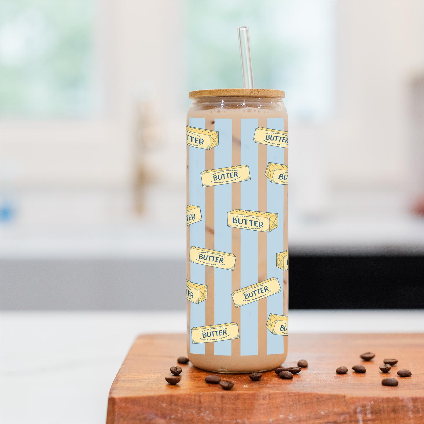 24oz Cold Brew Glass-Butter Pattern -2