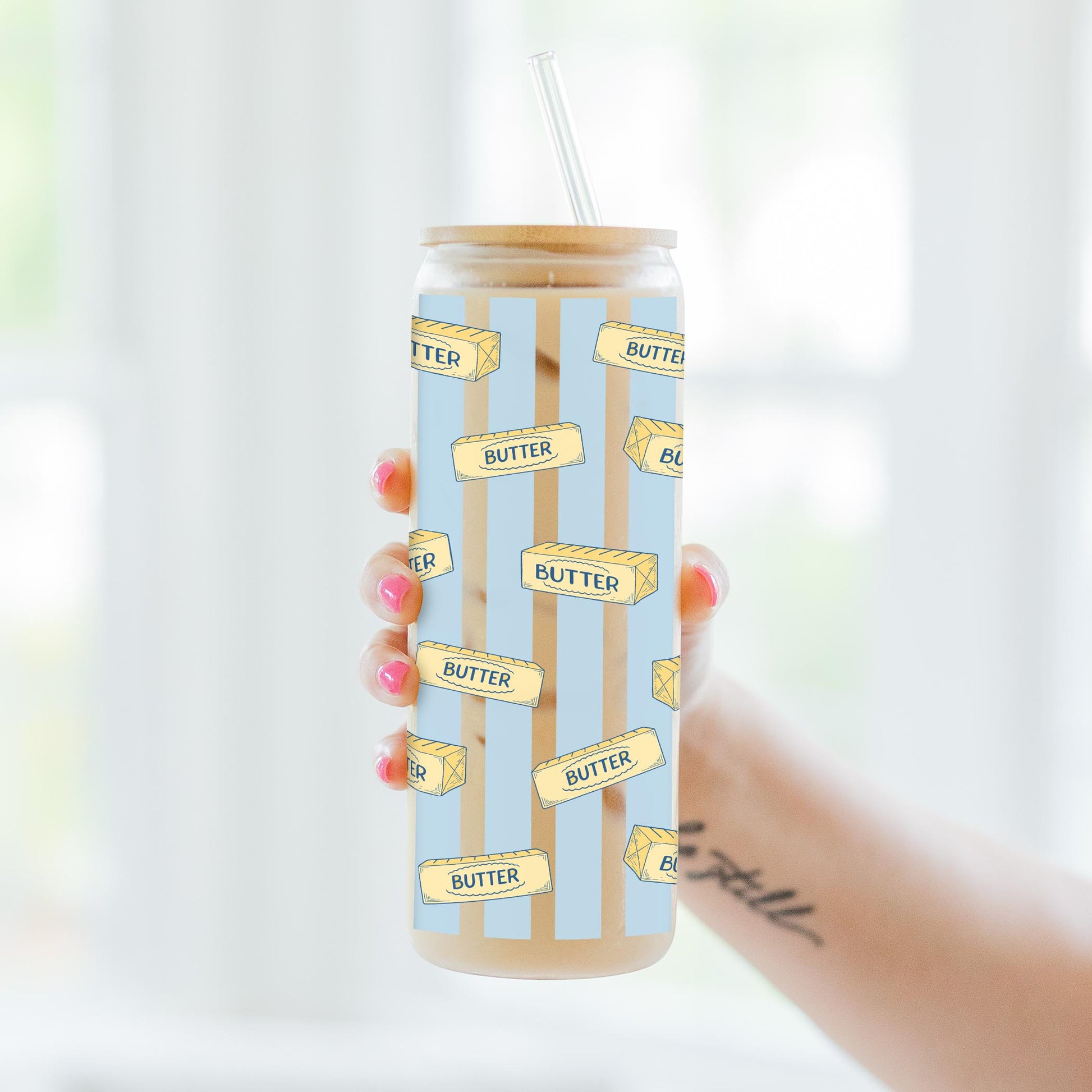 24oz Cold Brew Glass-Butter Pattern -3