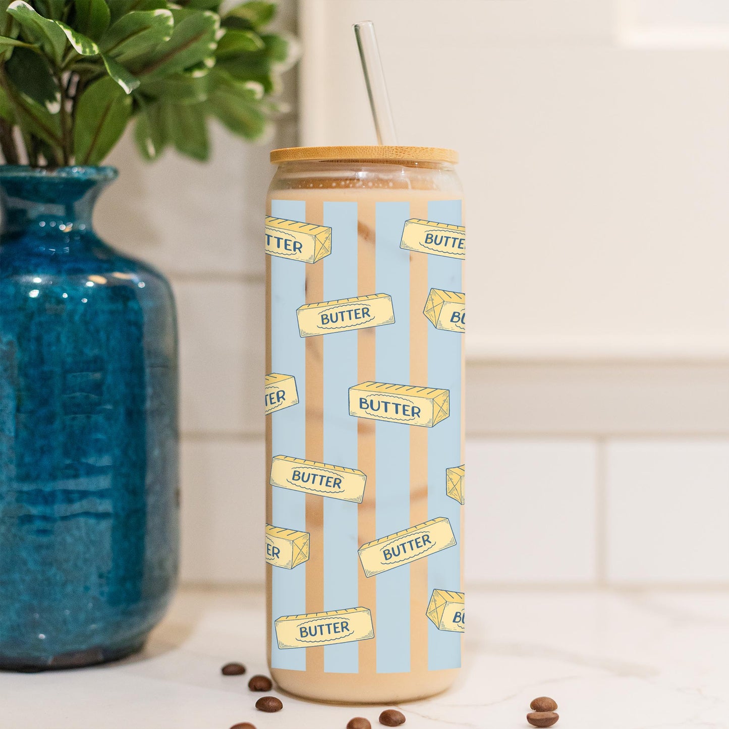 24oz Cold Brew Glass-Butter Pattern -4