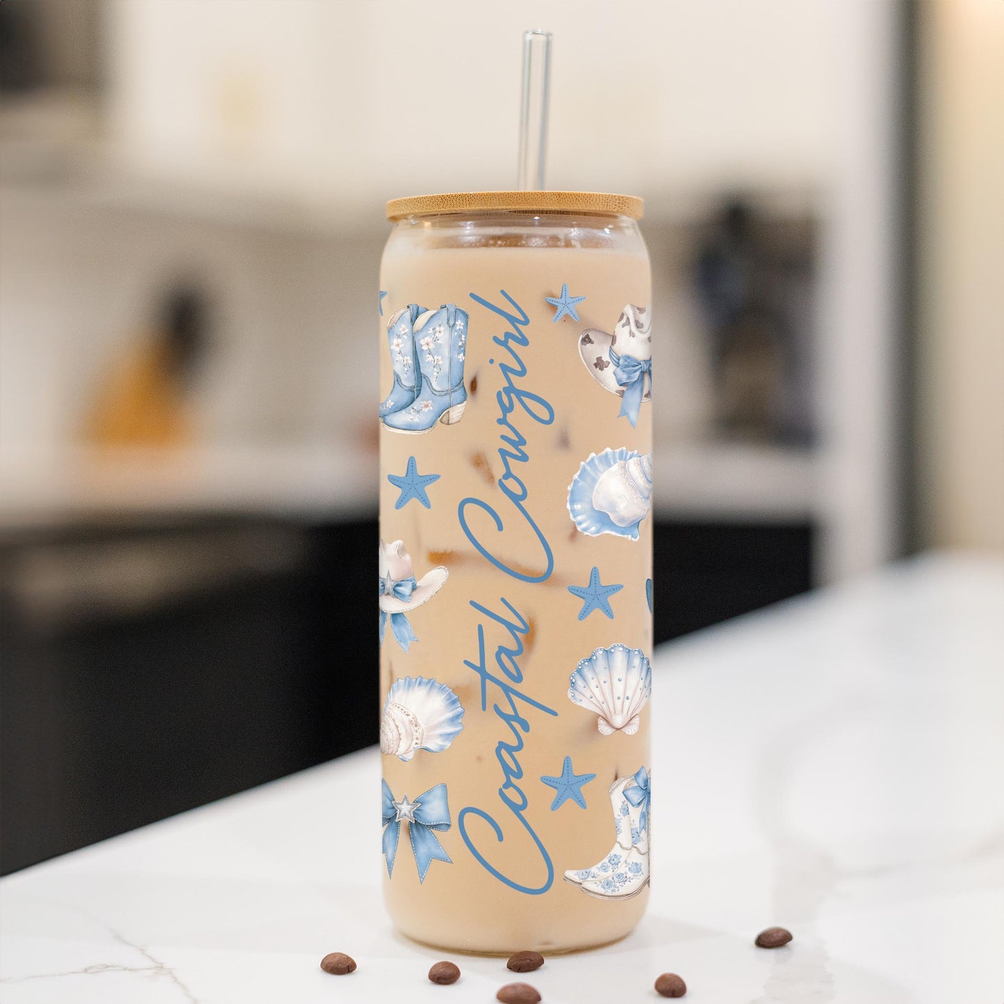 24oz Cold Brew Glass-Coastal Cowgirl -1