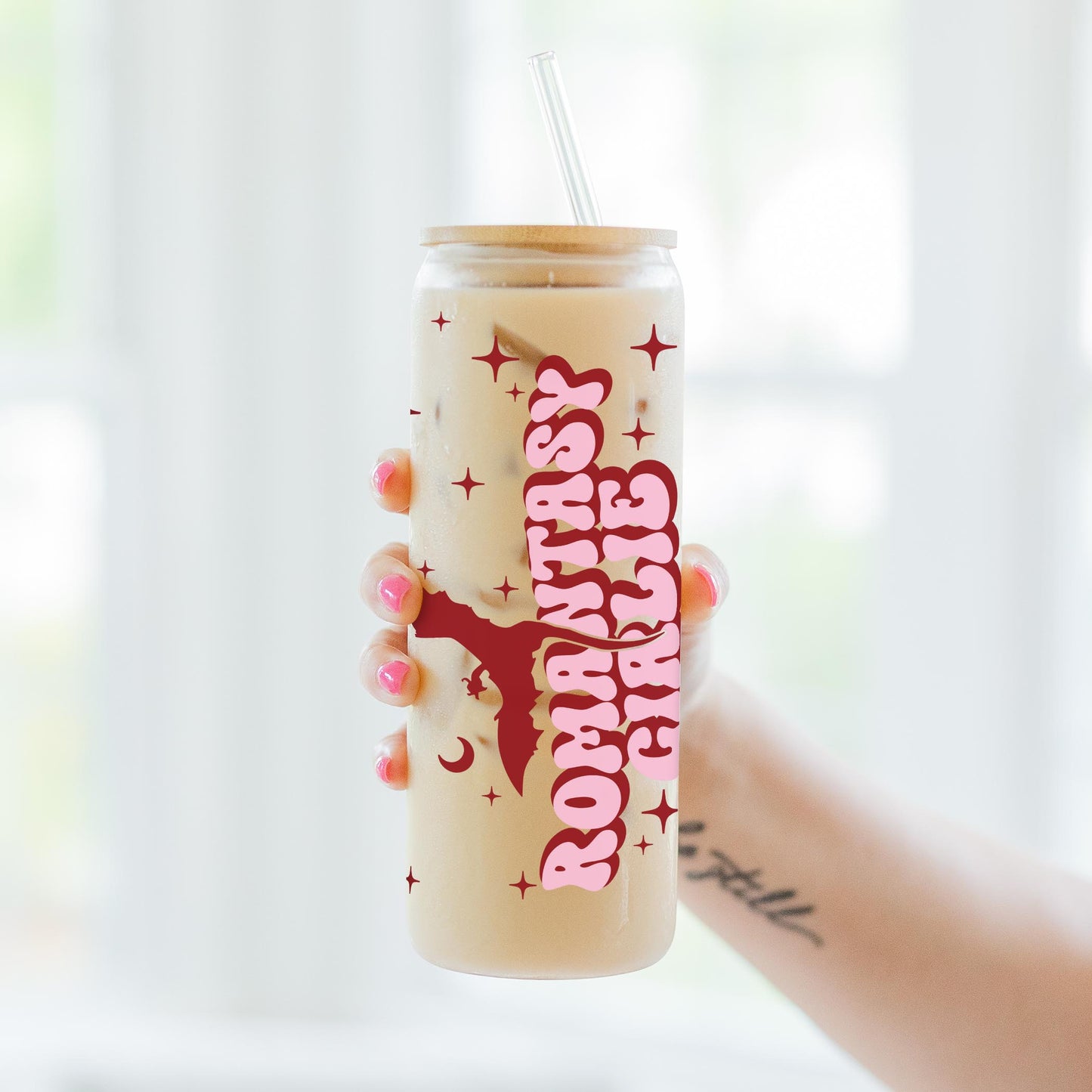 24oz Cold Brew Glass-Romantasy Girlie -3
