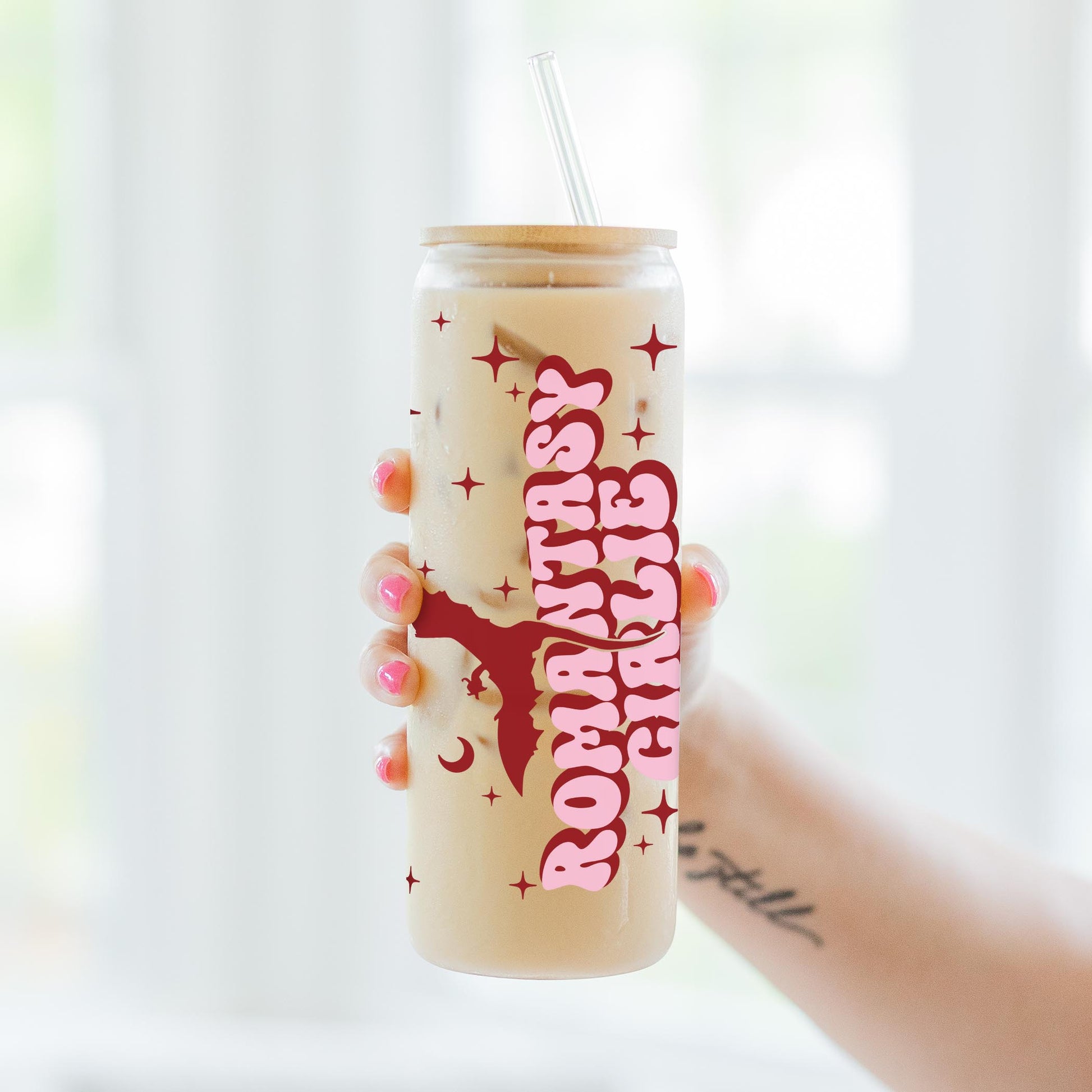 24oz Cold Brew Glass-Romantasy Girlie -3