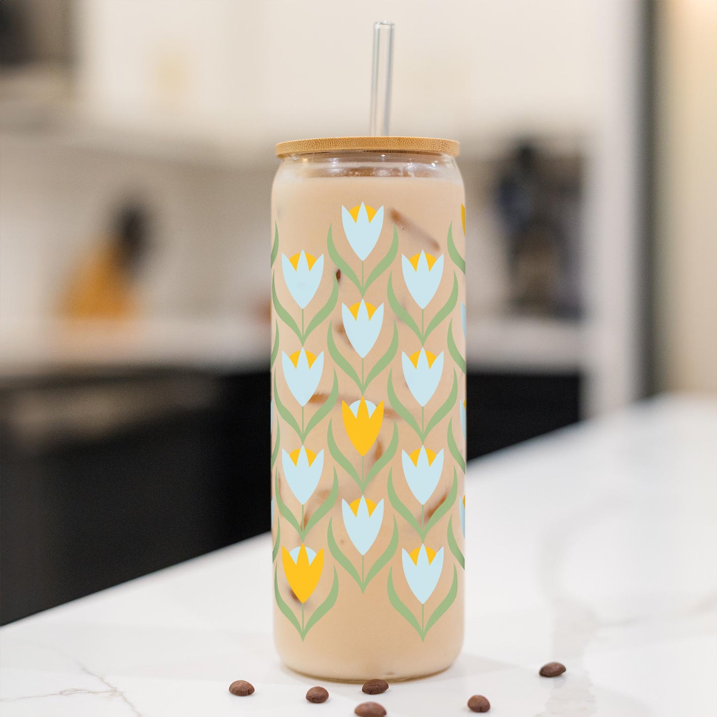 24oz Cold Brew Glass-Summer Cottage -1