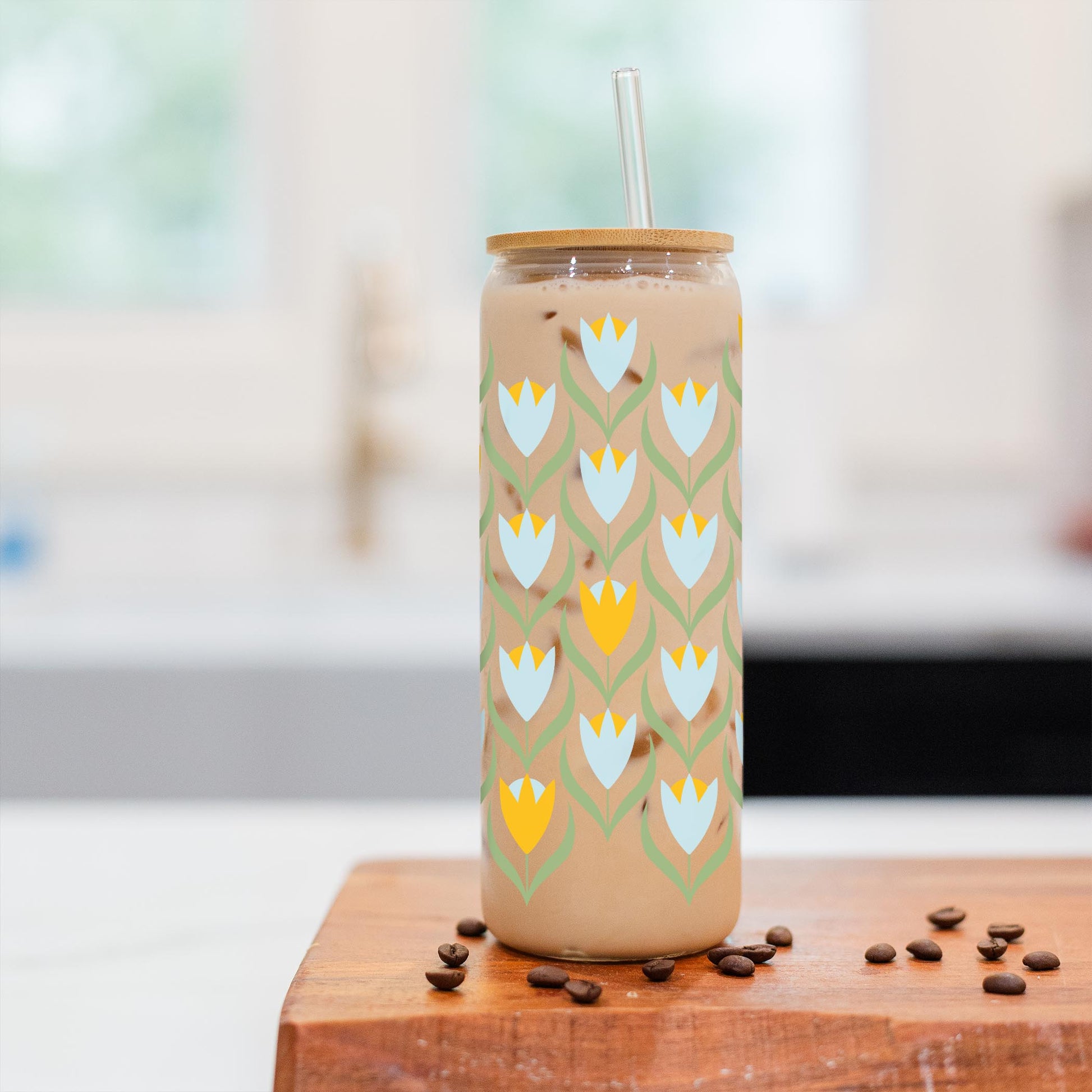 24oz Cold Brew Glass-Summer Cottage -2