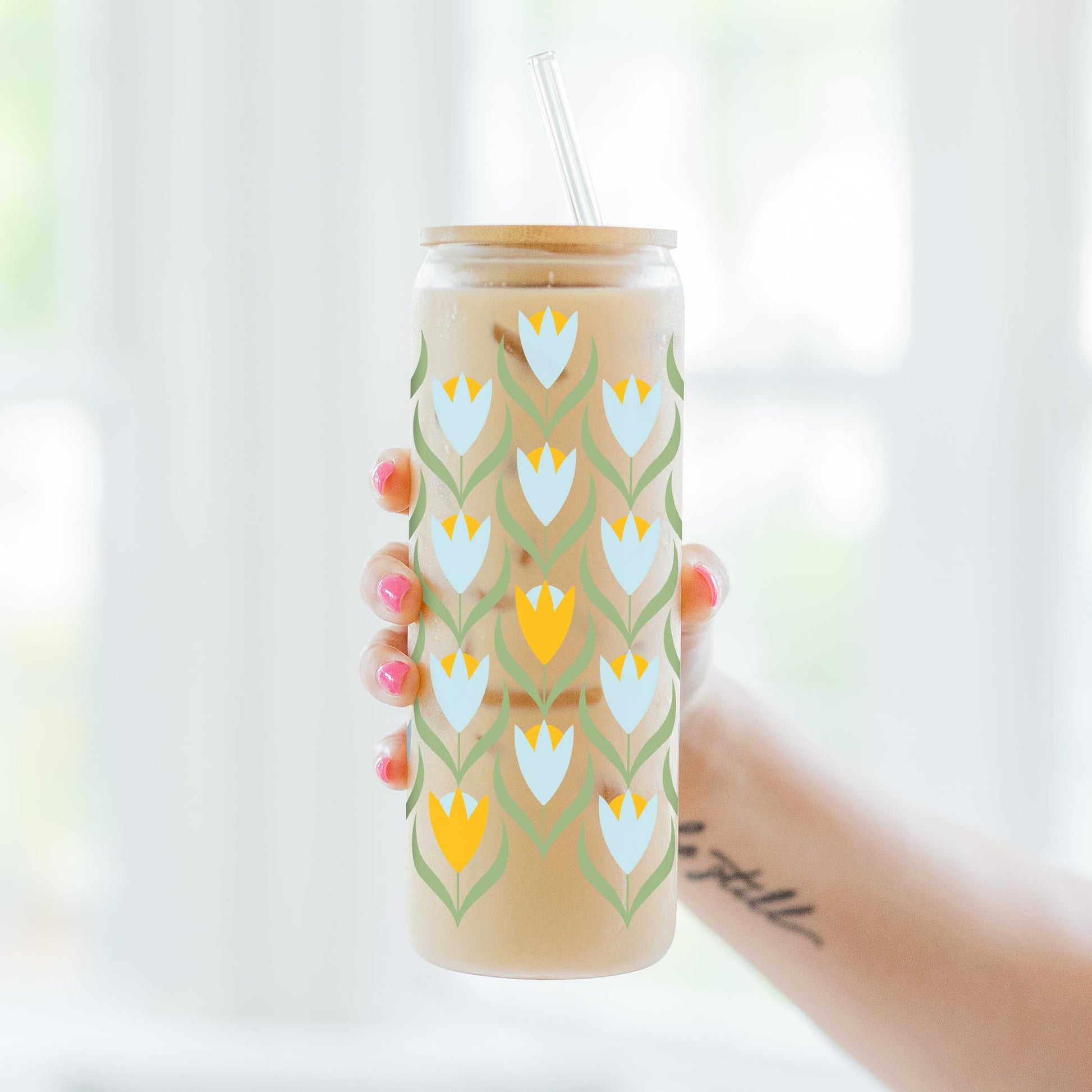 24oz Cold Brew Glass-Summer Cottage -3