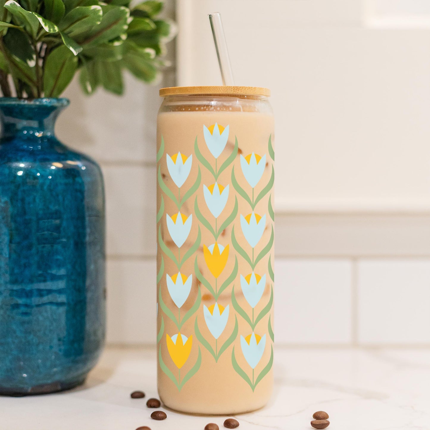 24oz Cold Brew Glass-Summer Cottage -4