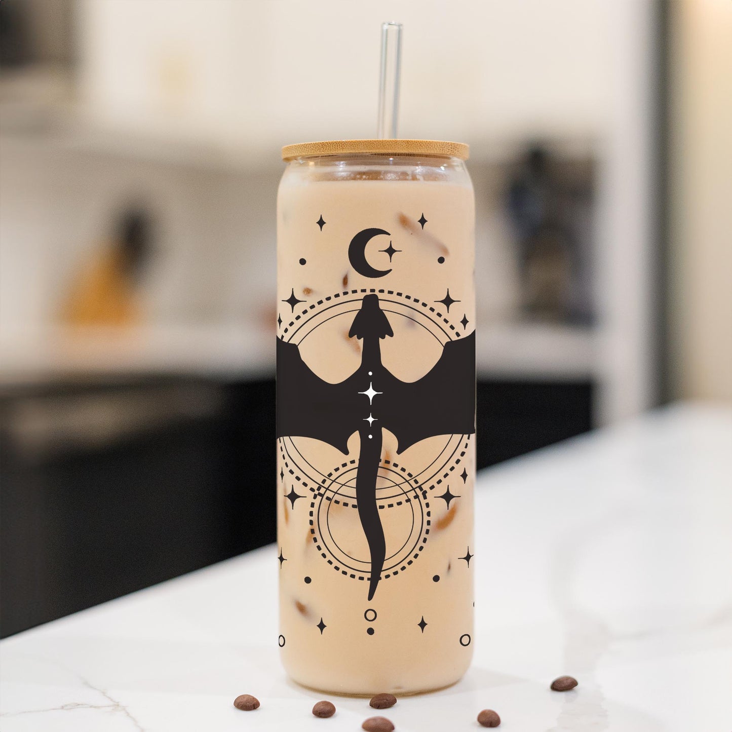 24oz Cold Brew Glass-Dragon Moon -1