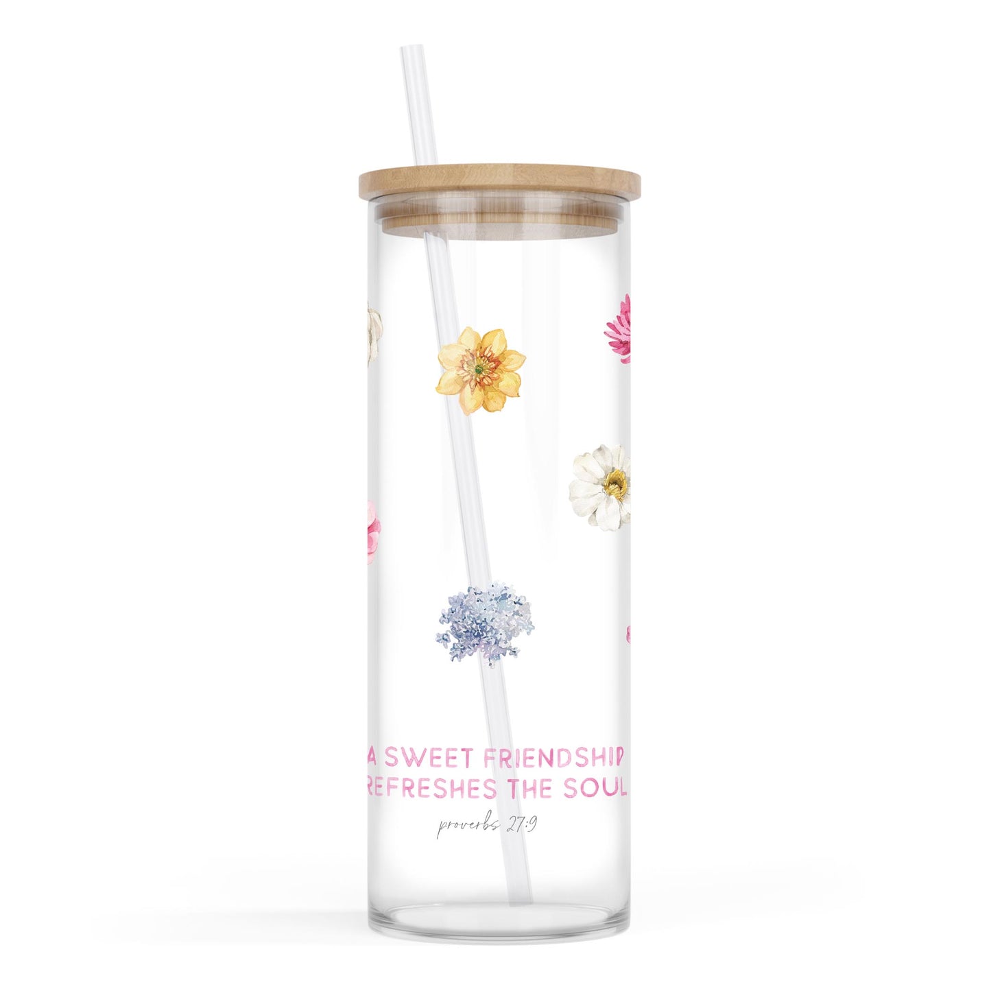 24oz Cold Brew Glass-Fantasy Garden A Sweet Friendship -0