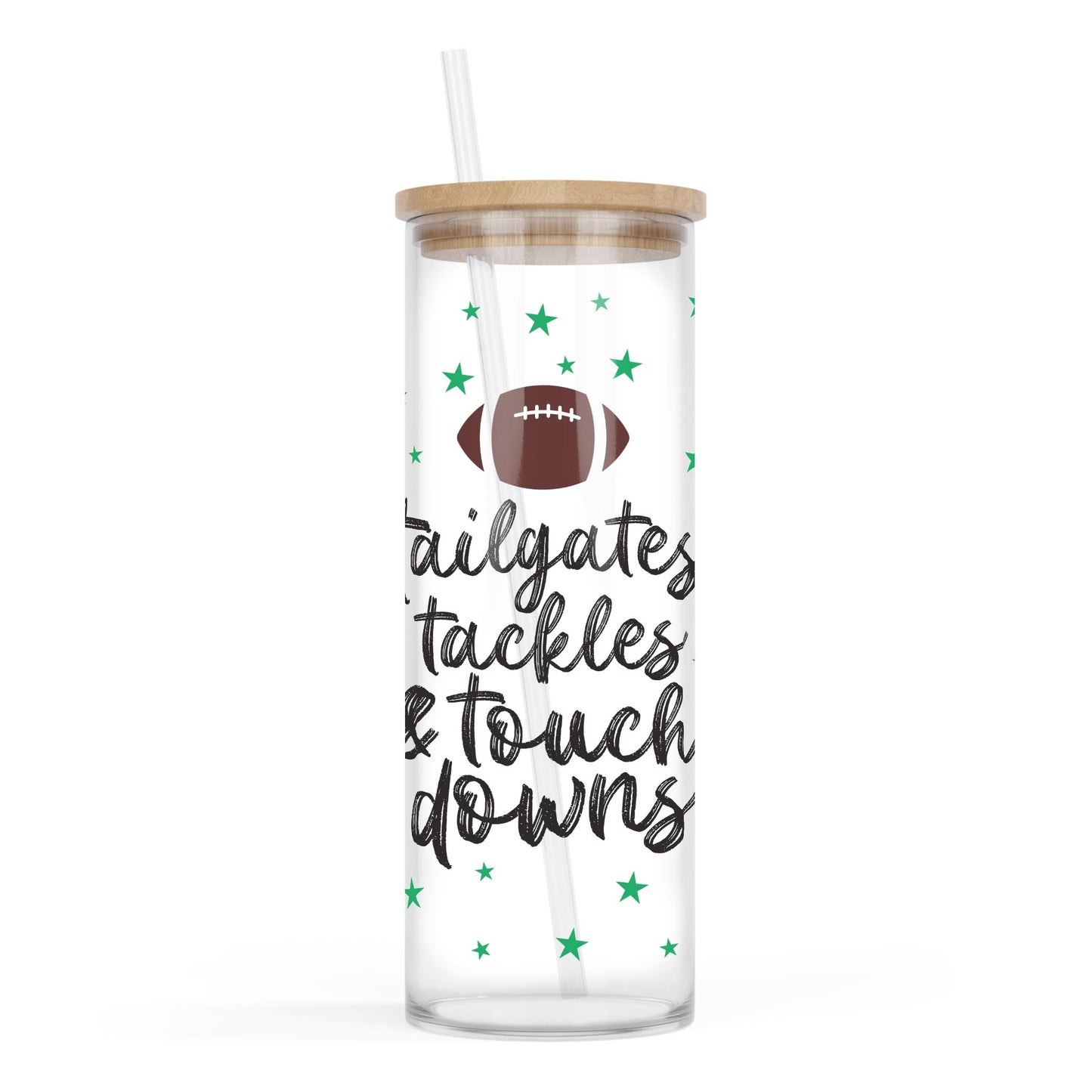 24oz Cold Brew Glass-Tailgates Tackles & Touchdowns Stars