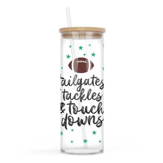24oz Cold Brew Glass-Tailgates Tackles & Touchdowns Stars