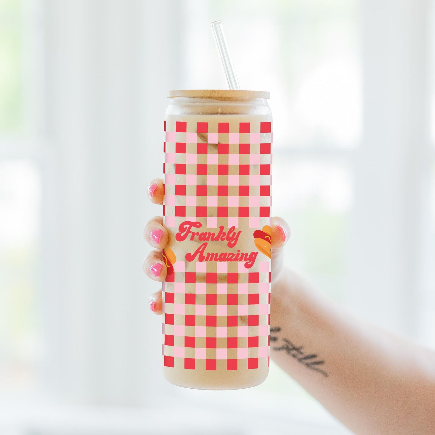 24oz Cold Brew Glass-Hot Dogs Frankly Amazing -3