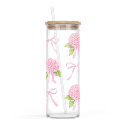 24oz Cold Brew Glass-Hydrangea Cottage -0