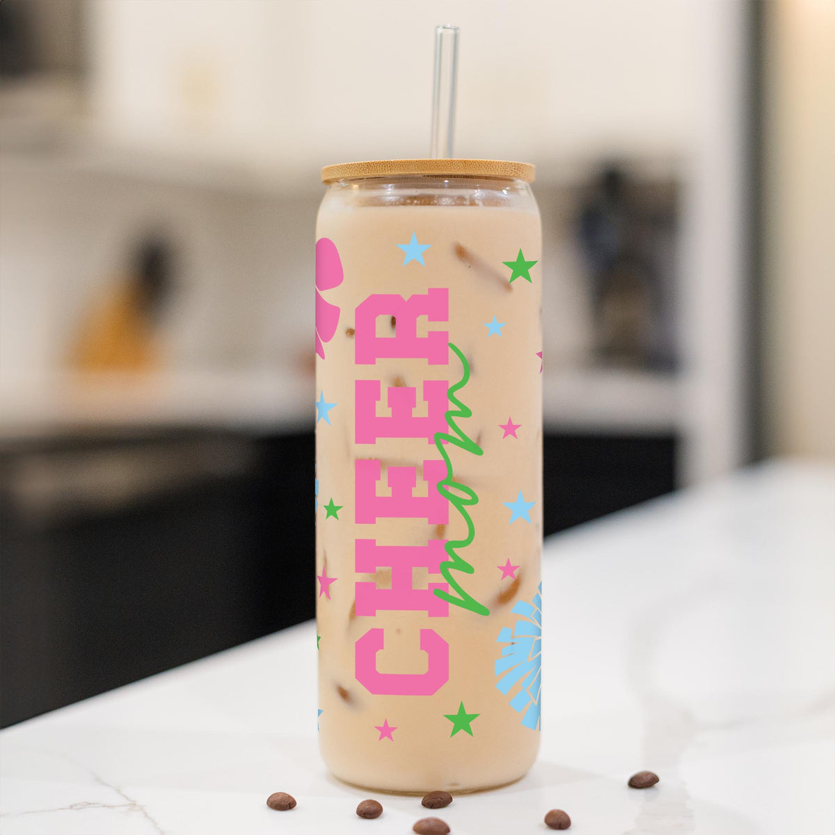 24oz Cold Brew Glass-Cheer Mom -1
