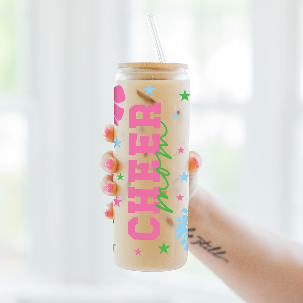 24oz Cold Brew Glass-Cheer Mom -3