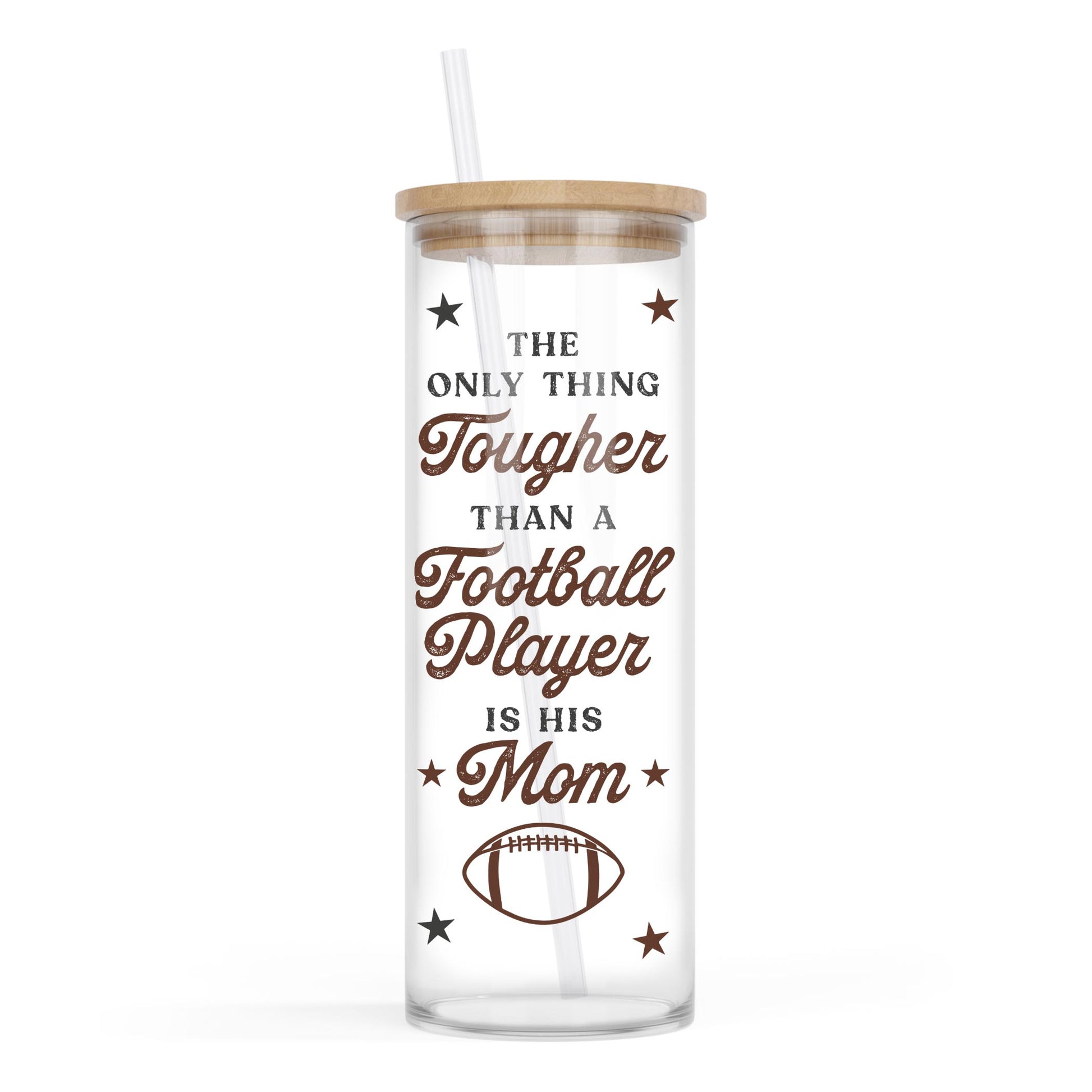 24oz Cold Brew Glass-Football Mom Tough -0