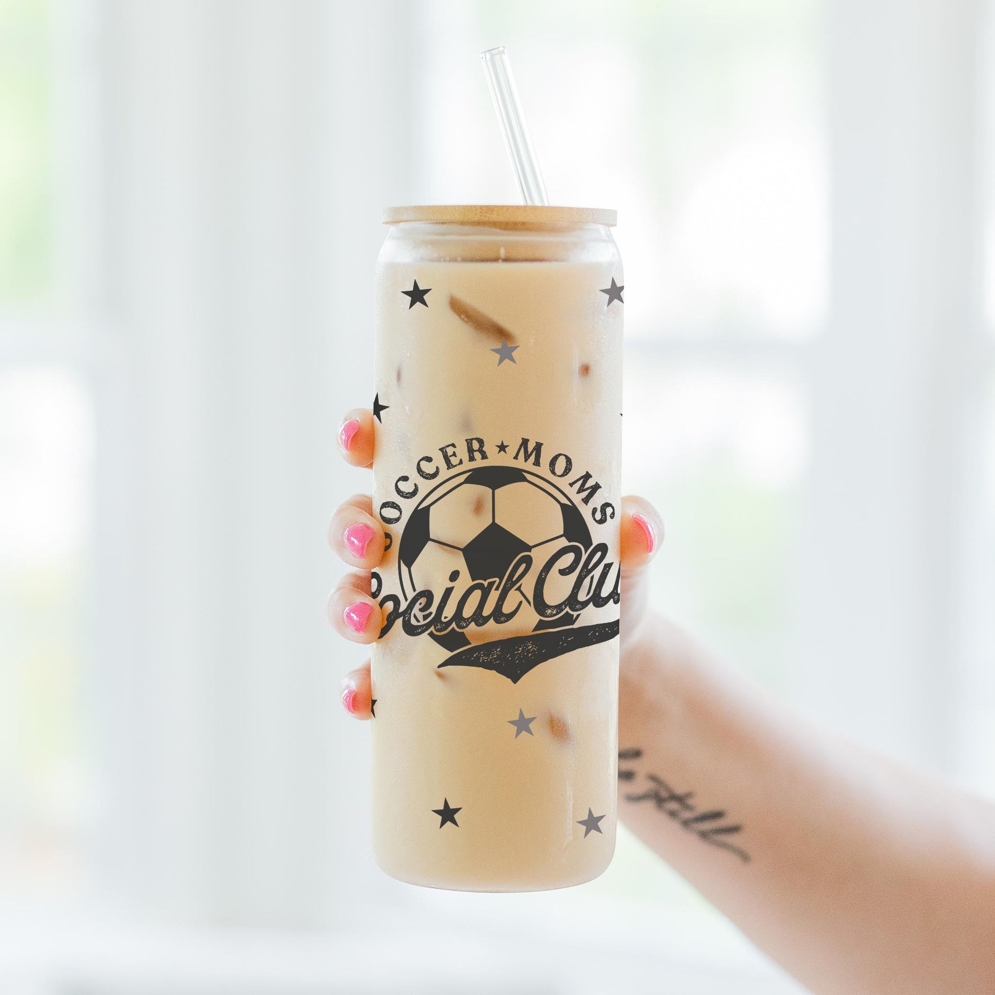 24oz Cold Brew Glass-Soccer Moms Social Club -3