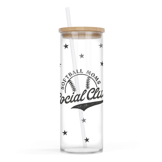 24oz Cold Brew Glass-Softball Moms Social Club -0