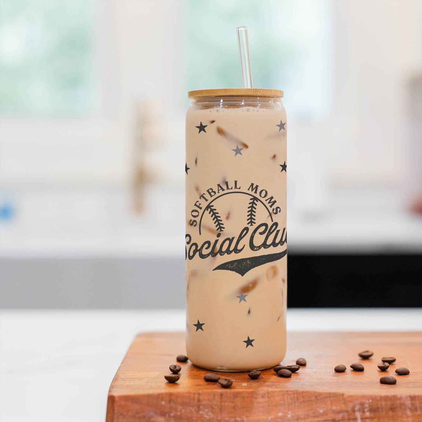 24oz Cold Brew Glass-Softball Moms Social Club -2