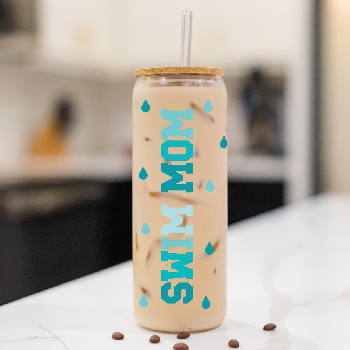 24oz Cold Brew Glass-Swim Mom -1