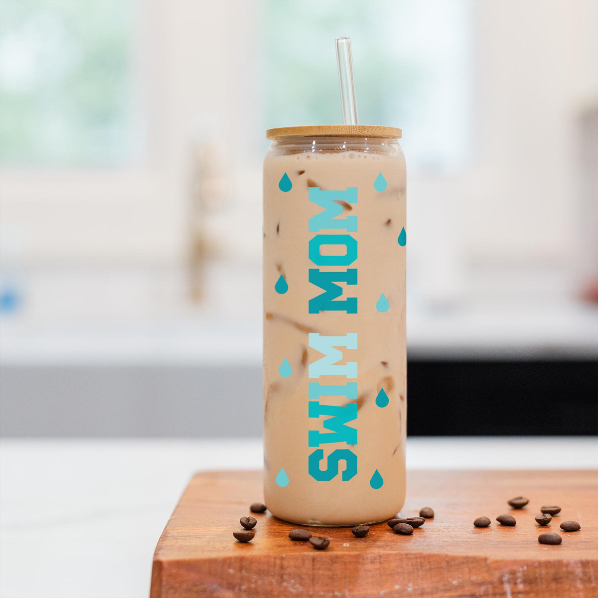24oz Cold Brew Glass-Swim Mom -2
