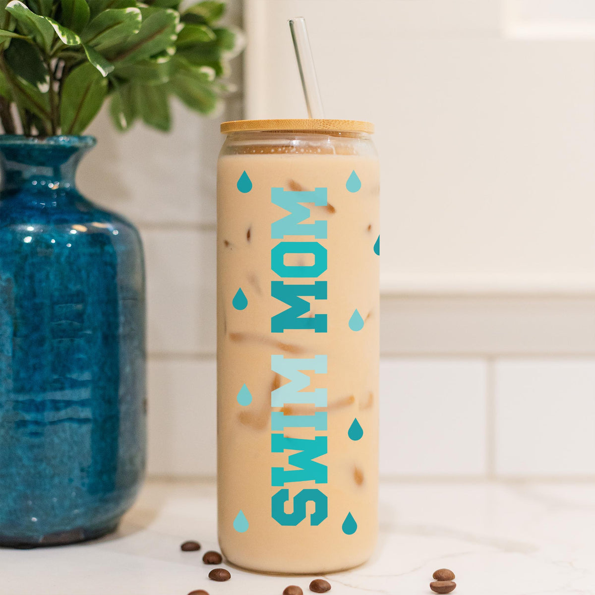 24oz Cold Brew Glass-Swim Mom -4