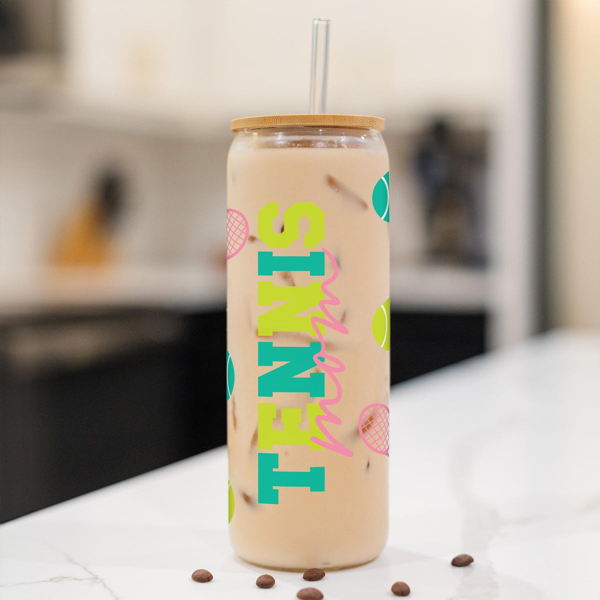24oz Cold Brew Glass-Tennis Mom -1