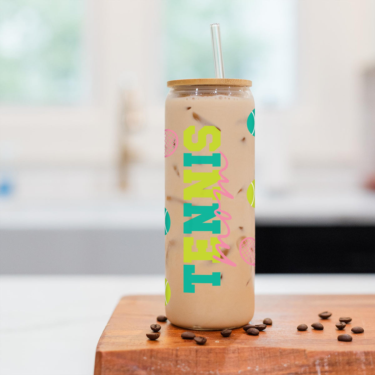 24oz Cold Brew Glass-Tennis Mom -2