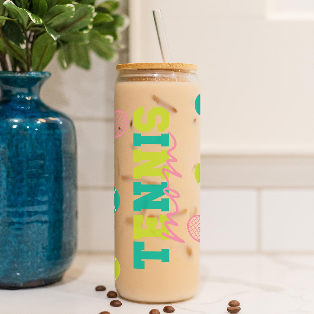 24oz Cold Brew Glass-Tennis Mom -4