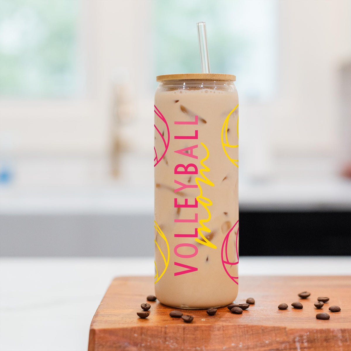 24oz Cold Brew Glass-Volleyball Mom -2