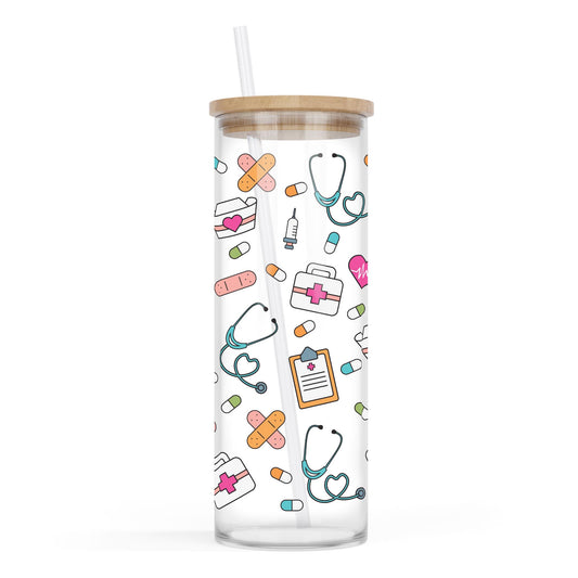 24oz Cold Brew Glass-Nursing Icons