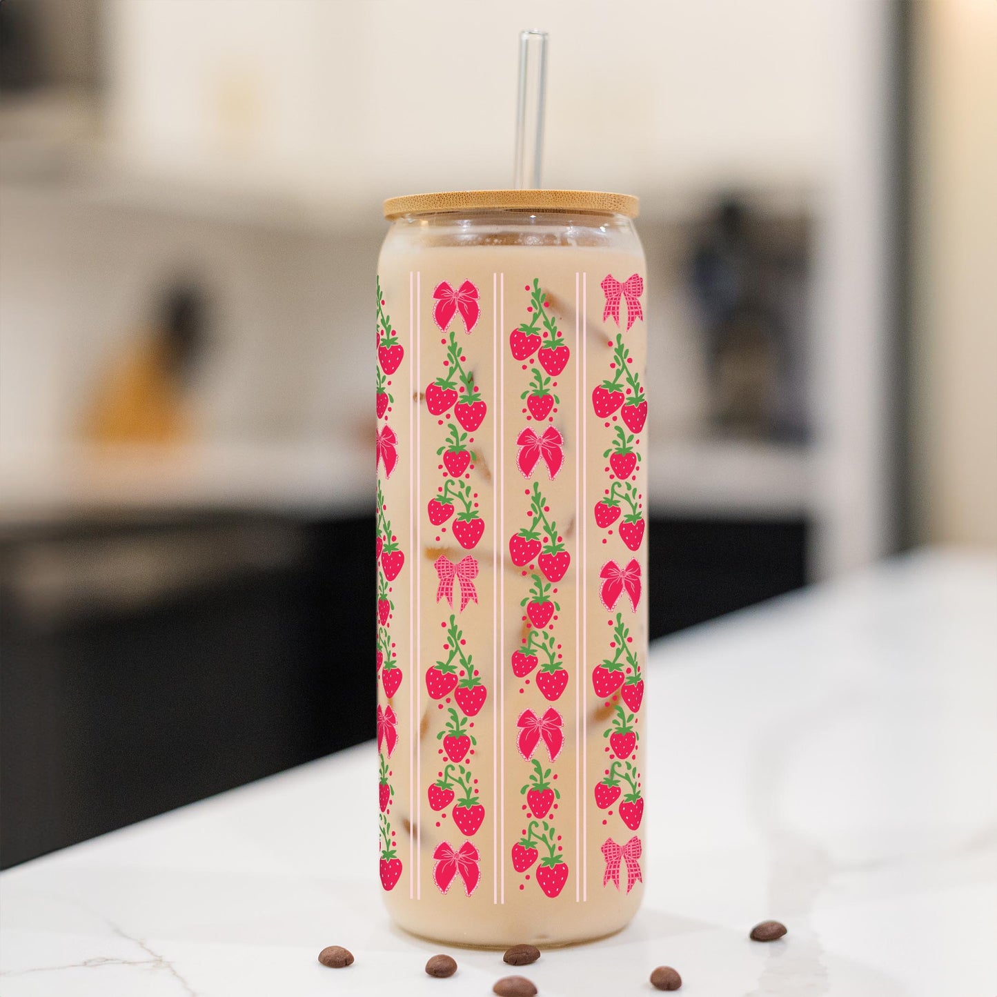 24oz Cold Brew Glass-Strawberry Parlor -1