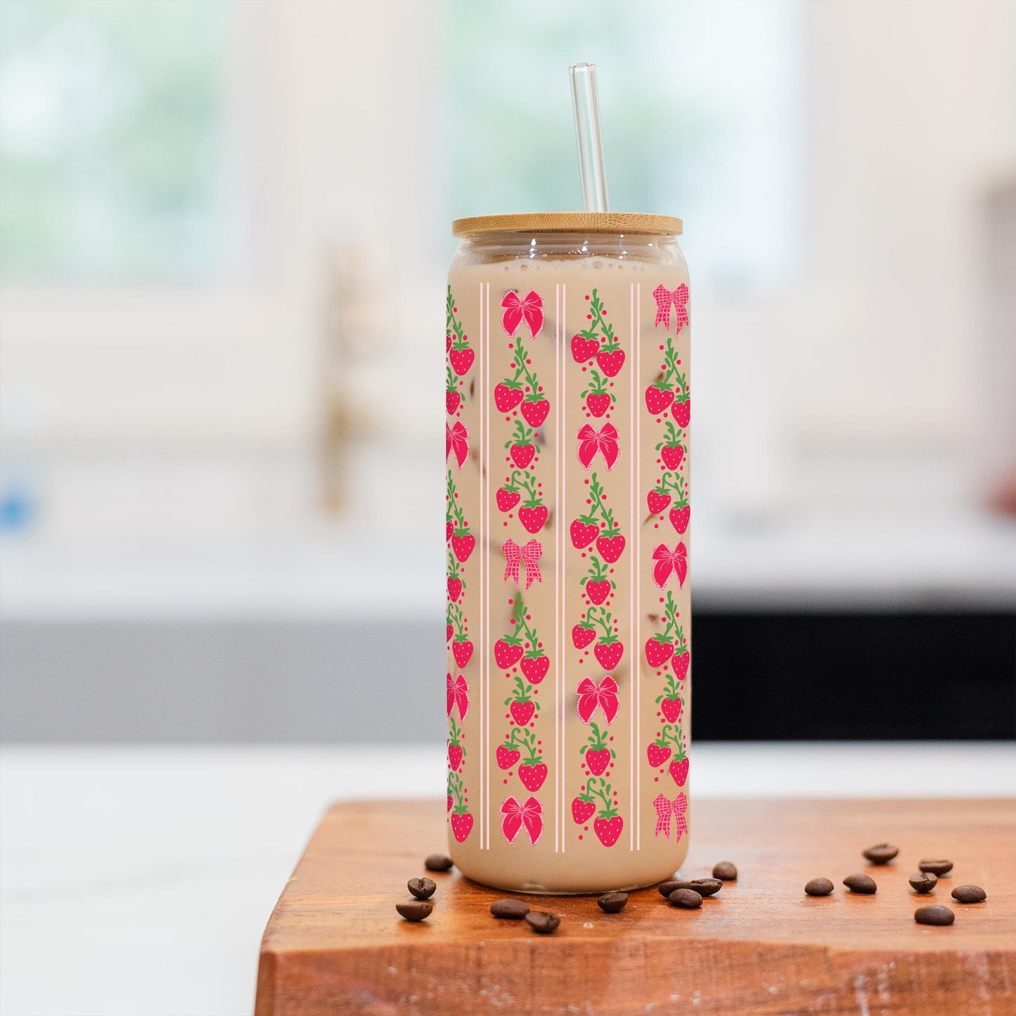 24oz Cold Brew Glass-Strawberry Parlor -2