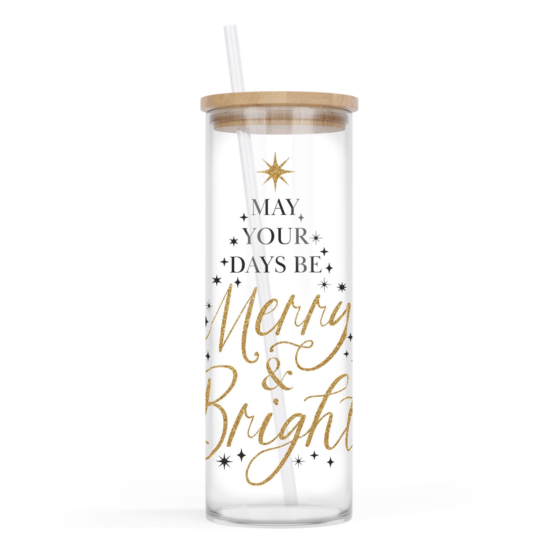 24oz Cold Brew Glass-Noir Christmas Merry & Bright -0