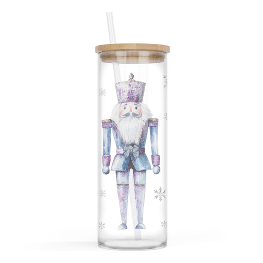 24oz Cold Brew Glass-Holiday Tidings Watercolor Nutcracker -0