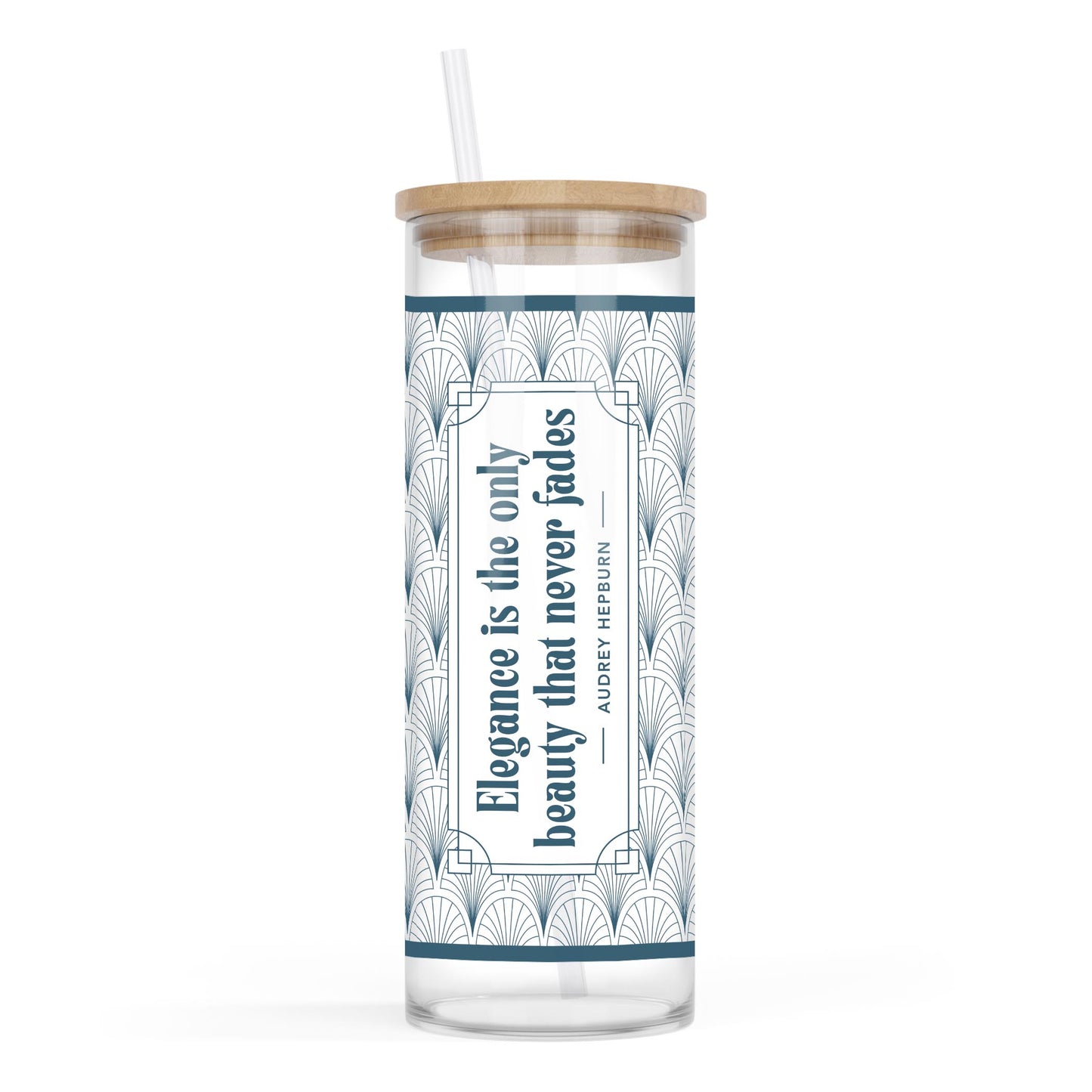 24oz Cold Brew Glass-Art Deco Scallop Pattern -0