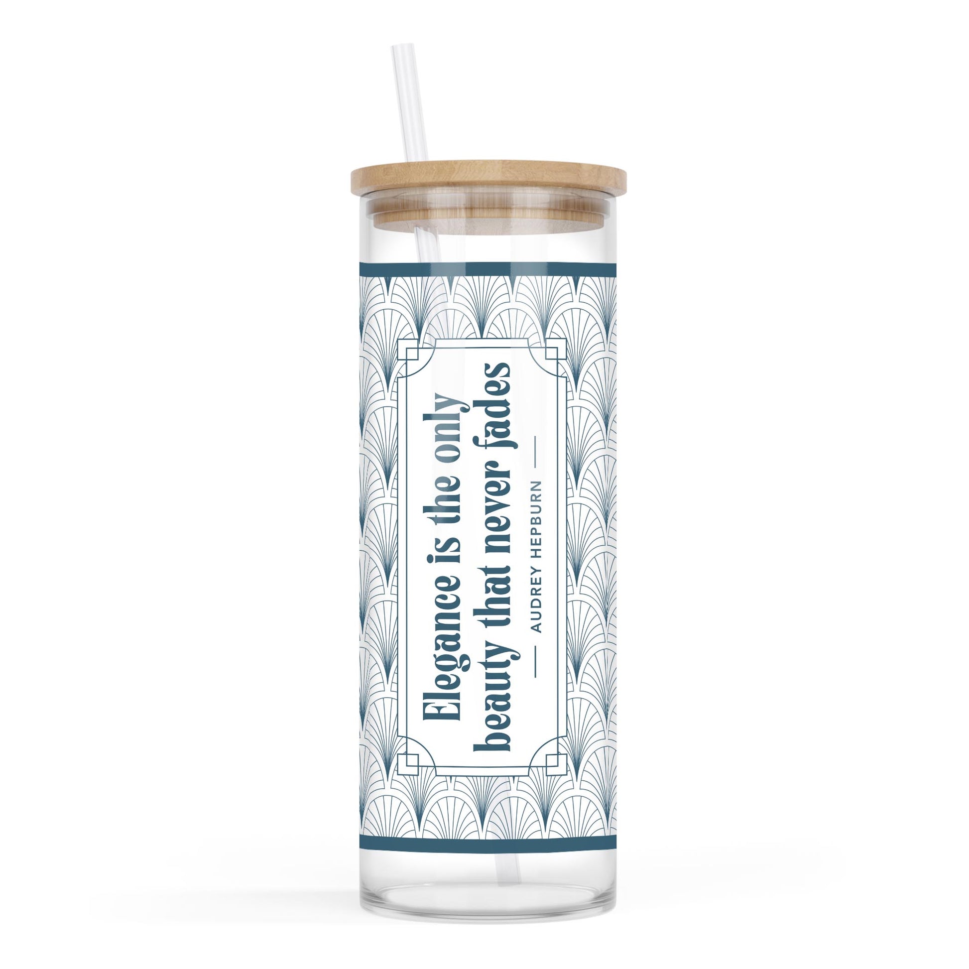 24oz Cold Brew Glass-Art Deco Scallop Pattern -0
