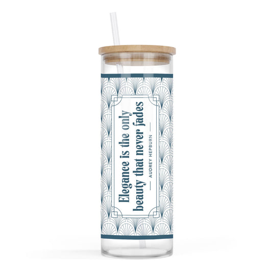 24oz Cold Brew Glass-Art Deco Scallop Pattern -0