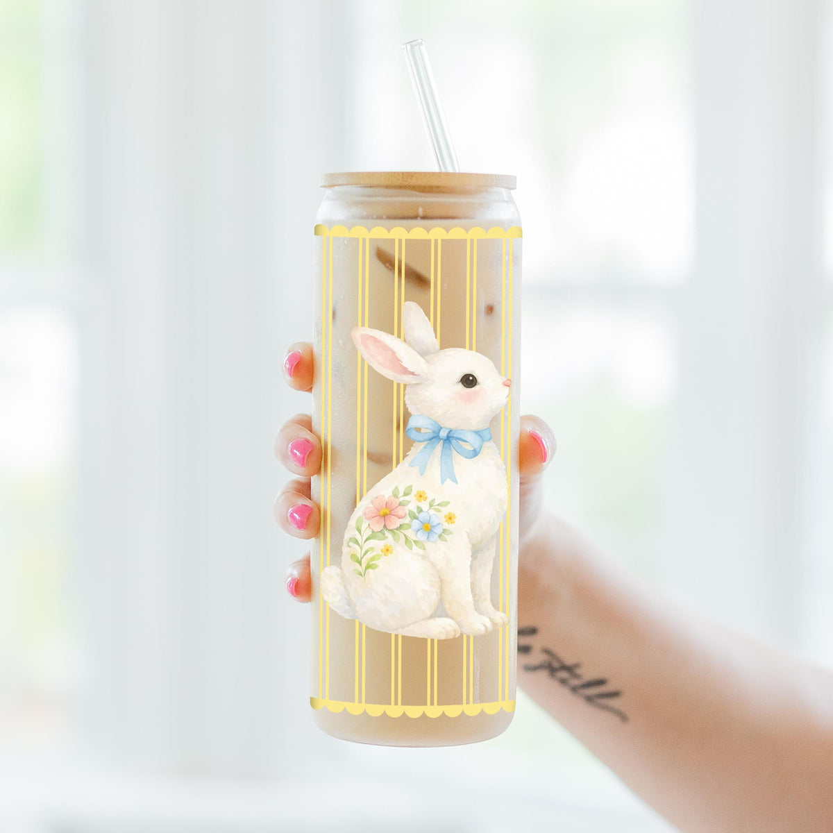24oz Cold Brew Glass-Cottage Easter -3
