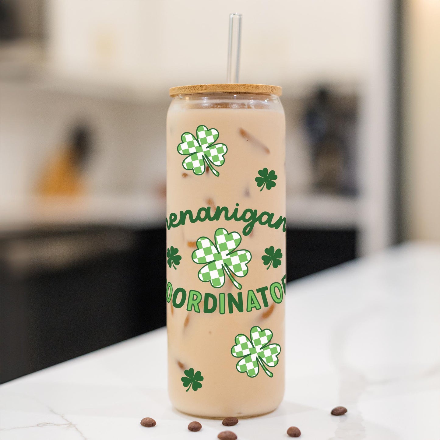 24oz Cold Brew Glass-St. Patrick's Day Shenanigans Coordinator -1