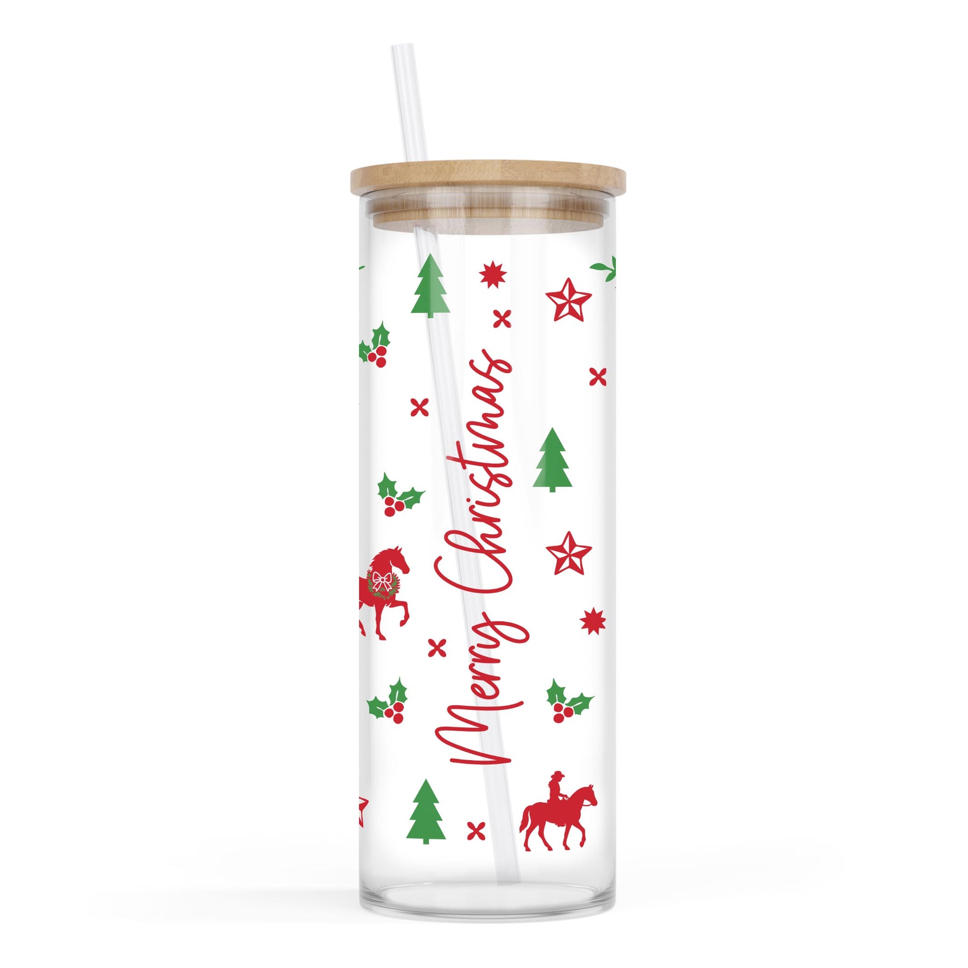 24oz Cold Brew Glass-Western Christmas -0