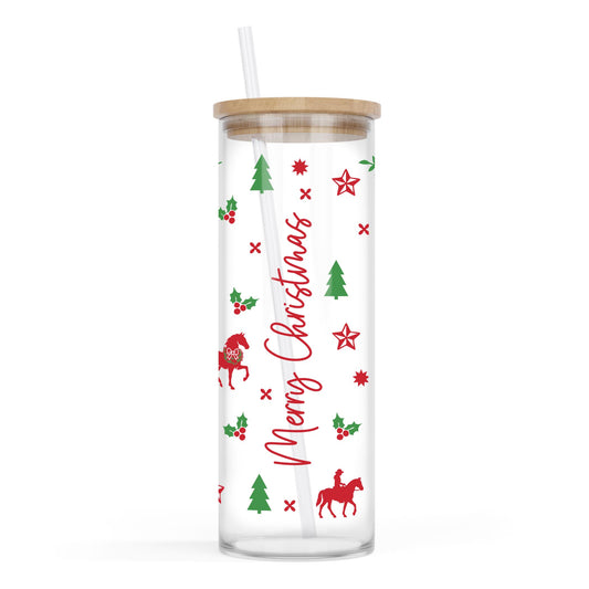 24oz Cold Brew Glass-Western Christmas -0
